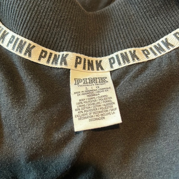 Victoria’s Secret PINK Satin Black Bomber Jacket Button Down Large - Picture 10 of 11